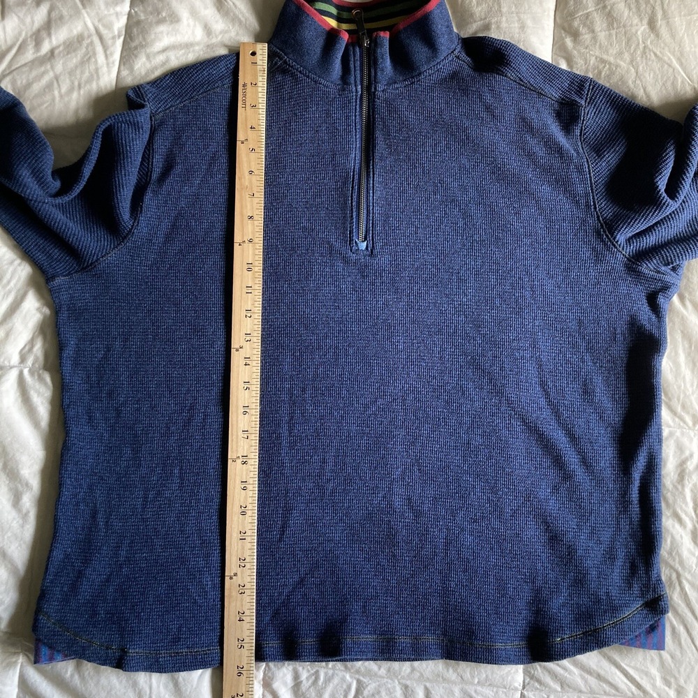 Robert Graham Mens 2XL Thermal Waffle Long Sleeve 1/4Zip Pullover Sweater Blue - Picture 14 of 16